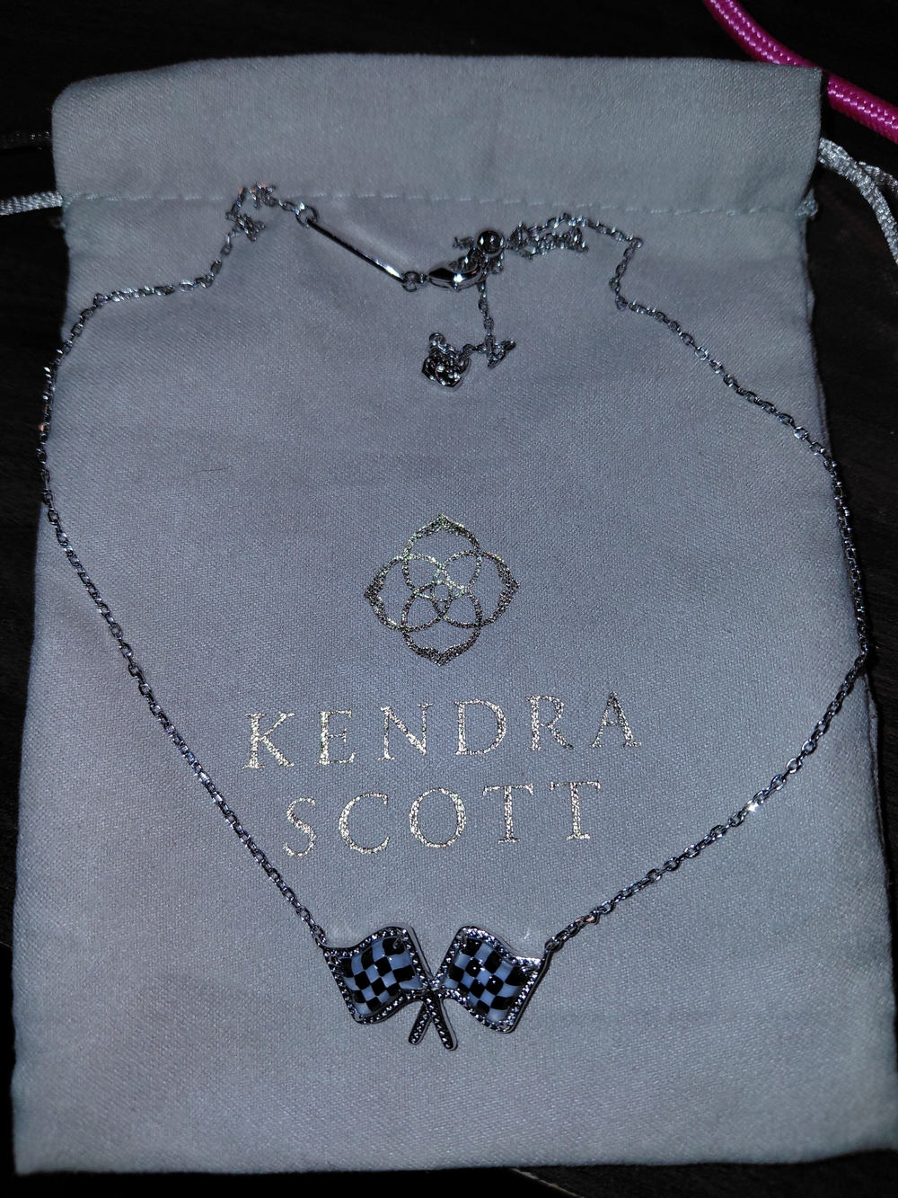 Kendra Scott Silver Checkered Flag Necklace - Women's Accessories